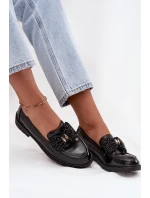 Lakované dámské mokasyny s mašlí S.Barski HY52-319A černé