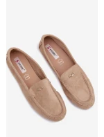 Dámské mokasíny s malým zlatým detailem tmavě béžové Sarivelle