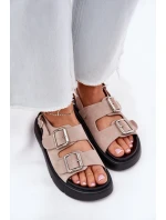 Dámské semišové sandály s přezkami Big Star – světle růžové Dámské semišové sandály s přezkami Big Star – světle růžové