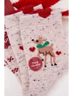 Dámské vánoční ponožky se sobem a srdíčky – šedé (vlna alpaka) Dámské vánoční ponožky se sobem a srdíčky – šedé (vlna alpaka)