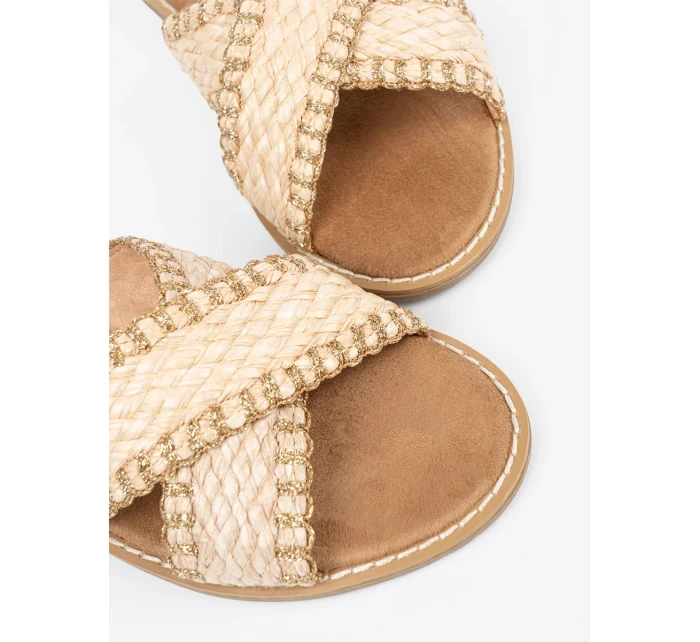 Zajímavé hnědé nazouváky dámské na plochém podpatku Zajímavé hnědé nazouváky dámské na plochém podpatku