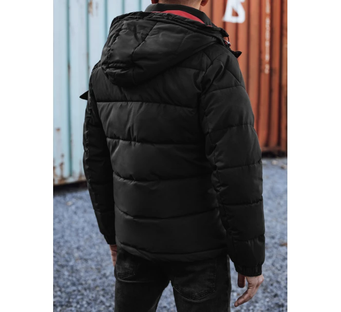 Pánská prošívaná zimní bunda s kapucí černá FashionStreet TX4930 Pánská prošívaná zimní bunda s kapucí černá FashionStreet TX4930