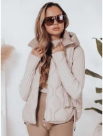 Dámská prošívaná vesta s kapucí MISSVEST béžová FashionStreet TY5020 Dámská prošívaná vesta s kapucí MISSVEST béžová FashionStreet TY5020