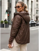 Dámská přechodná prošívaná bunda s kapucí hnědá FashionStreet TY5613