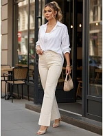 Dámské široké džíny s vysokým sedem béžové FashionStreet UY2944