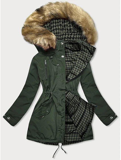 Dámská oboustranná zimní bunda khaki (w557big) Dámská oboustranná zimní bunda khaki (w557big)