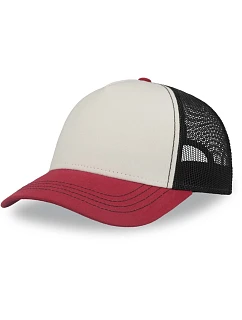 Atlantis Headwear Rapper Canvas-S 5 panelová Trucker kšiltovka 33.0234 white/burgundy/black