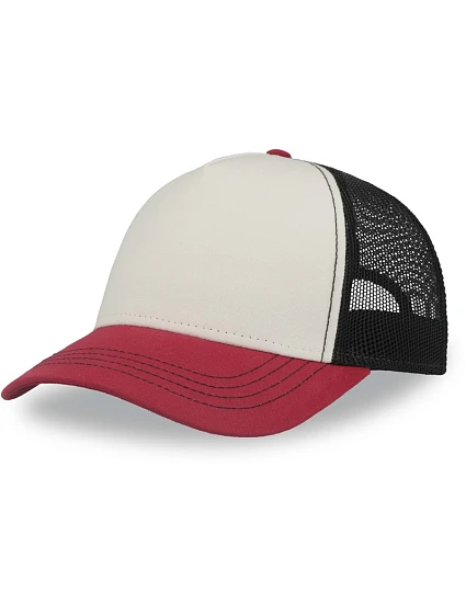 Atlantis Headwear Rapper Canvas-S 5 panelová Trucker kšiltovka 33.0234 white/burgundy/black Atlantis Headwear Rapper Canvas-S 5 panelová Trucker kšiltovka 33.0234 white/burgundy/black