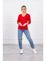 Halenka s výstřihem do V červená