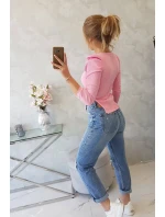 Halenka s buffovými rukávy světle růžová