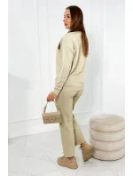 Svetr set mikina + kalhoty tmavě béžová