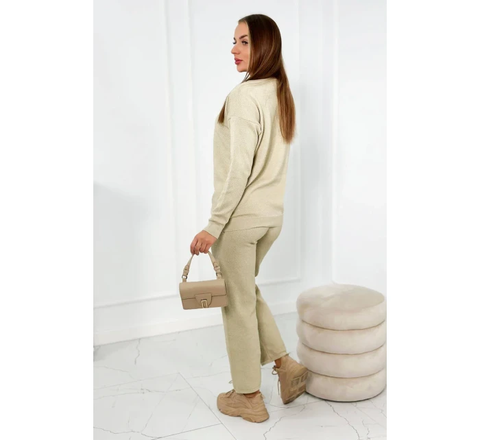 Svetr set mikina + kalhoty tmavě béžová