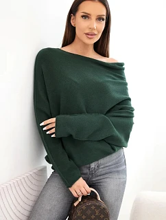 Dámský asymetrický model 22286883 svetr z viskózy modrý - K-Fashion
