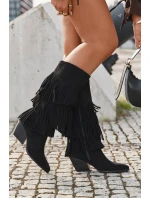 Kůže Boty Kovbojky Dámské S Černé model 21710933 - Boto