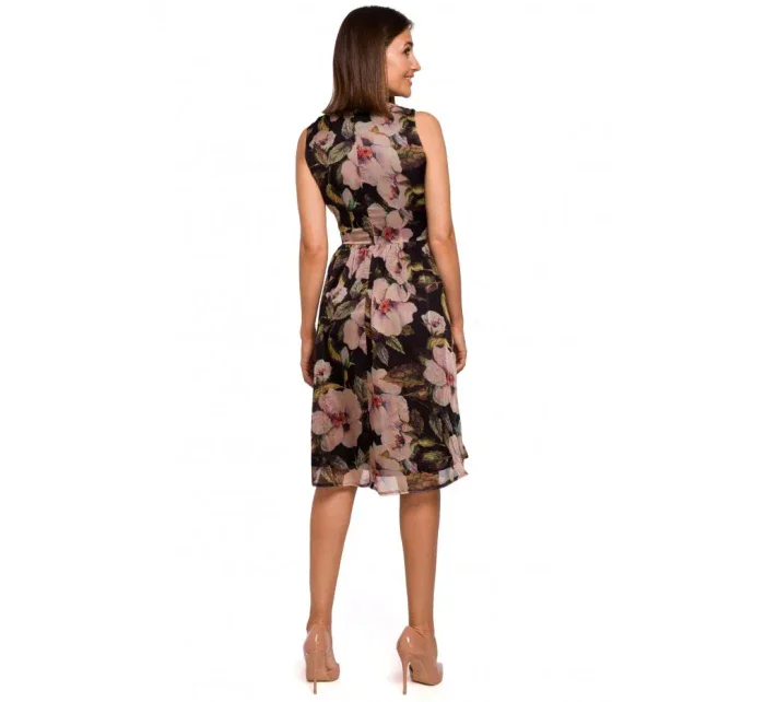 S225 Šifonové šaty s hlubokým výstřihem - model 1