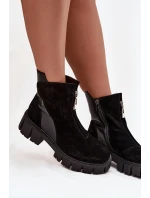 Dámské zateplené kotníkové boty z přírodního semiše D&A – černé Dámské zateplené kotníkové boty z přírodního semiše D&A – černé