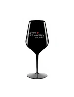 PROTOŽE BÝT MANAŽERKA NENÍ PRDEL - černá nerozbitná sklenice na víno 470 ml