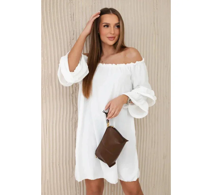 Španělské šaty s volánky 8002 ecru - Kesi