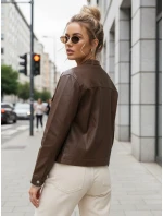 Hnědá dámská kožená bunda FashionStreet TY5540