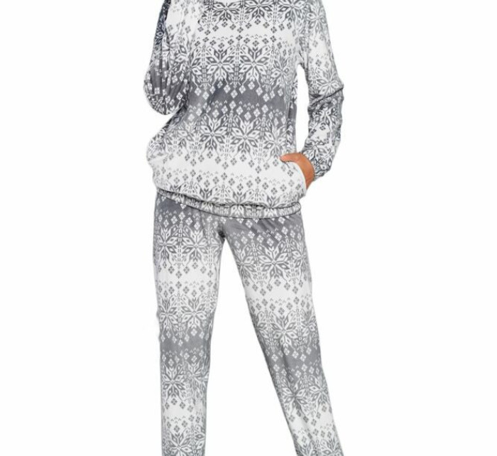 Dámské hřejivé pyžamo Snow bílé s šedými vločkami