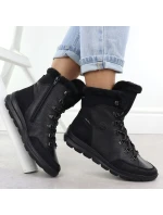 Dámské kožené nepromokavé boty s kožíškem černé model 21905989 - Rieker Dámské kožené nepromokavé boty s kožíškem černé model 21905989 - Rieker