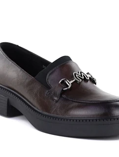 Dámské kožené mokasíny na silné podrážce vínové Vinceza model 22081623 - Hikvision