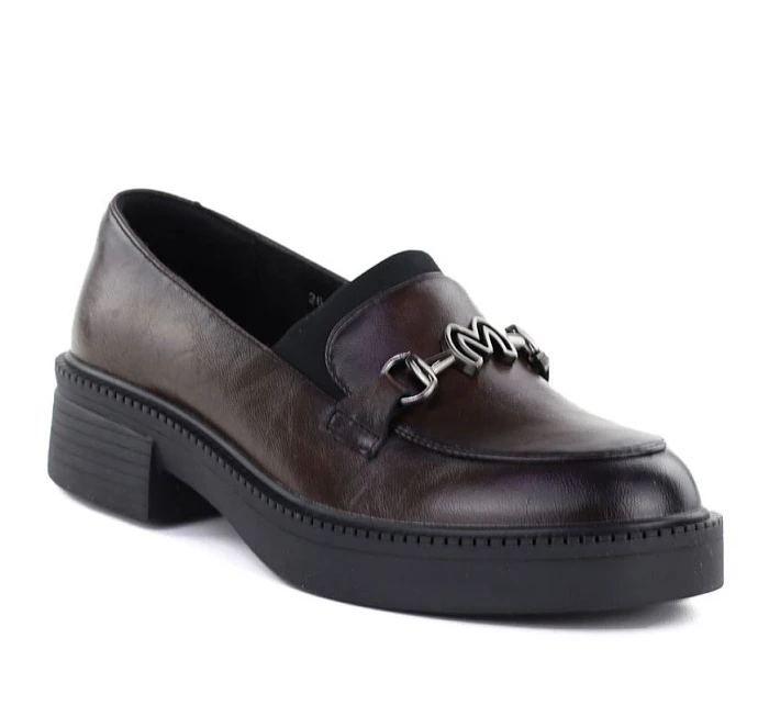 Dámské kožené mokasíny na silné podrážce vínové Vinceza 39985