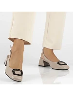 Béžové kožené lodičky s páskem Filippo DP6183