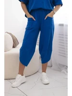 Bavlněný komplet halenka + kalhoty chrpově modrá Bavlněný komplet halenka + kalhoty chrpově modrá