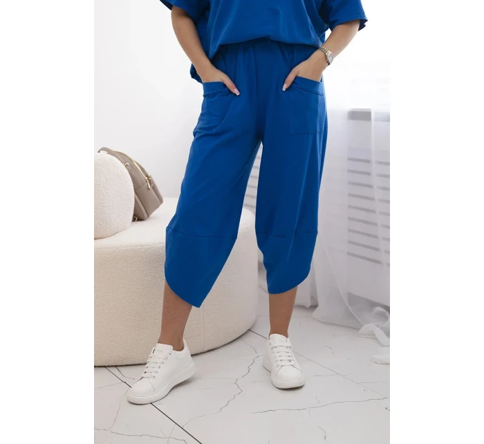 Bavlněný komplet halenka + kalhoty chrpově modrá Bavlněný komplet halenka + kalhoty chrpově modrá