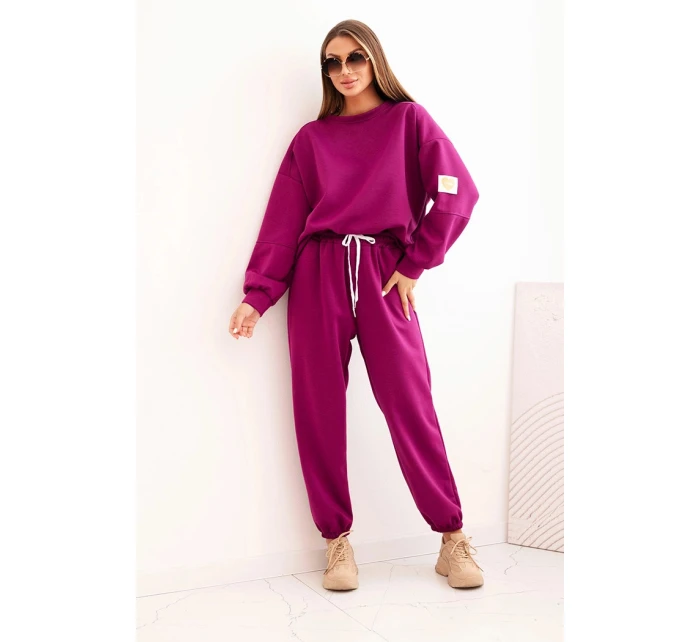 Dámská souprava máslová s volnou mikinou a kalhotami s nápisem LOVE tmavě fialová Dámská souprava máslová s volnou mikinou a kalhotami s nápisem LOVE tmavě fialová