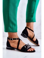 Dámské semišové sandály s řetízkem Laura Messi 2365 Černá