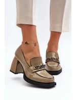 Lakýrované lodičky na masivním podpatku zelené Terimene