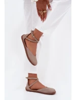 Dámské Semišové Baletky Barefoot S Pásky Zazoo 191 Šedé