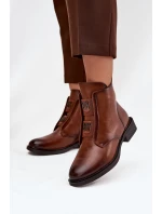 Dámské boty s izolací na nízkém podpatku s ozdobami hnědé model 21712145 - EVENTO Dámské boty s izolací na nízkém podpatku s ozdobami hnědé model 21712145 - EVENTO