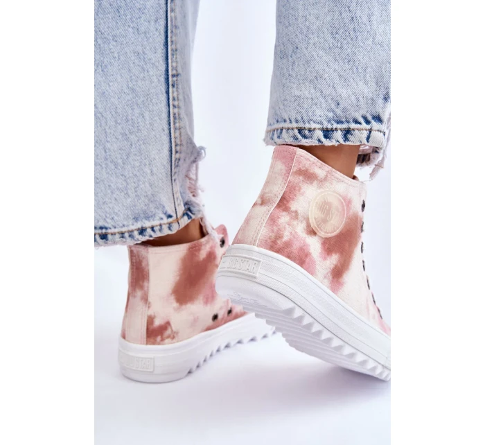 Dámské vysoké tenisky Big Star - béžová/růžová Dámské vysoké tenisky Big Star - béžová/růžová