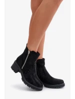 Dámské Kotníkové Boty S Ažurovým Vzorem Na Podpatku Černé Oviria Dámské Kotníkové Boty S Ažurovým Vzorem Na Podpatku Černé Oviria