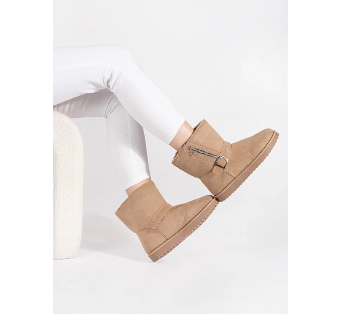 Krásné dámské Jasnobeżowy sněhule bez podpatku Krásné dámské Jasnobeżowy sněhule bez podpatku