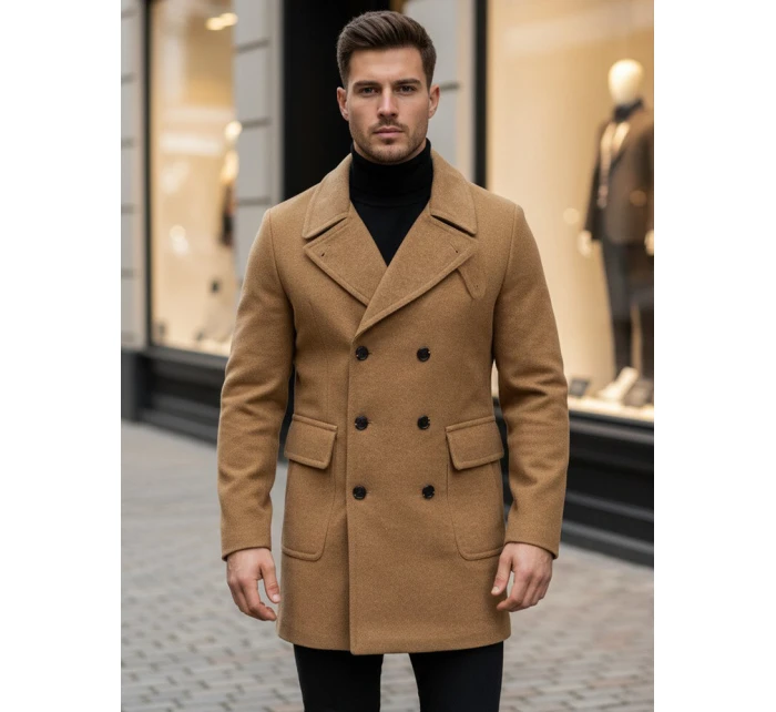 Pánský velbloudí zimní kabát Dstreet model 21961998 - FashionStreet Pánský velbloudí zimní kabát Dstreet model 21961998 - FashionStreet