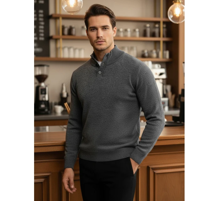 Pánský svetr se stojáčkem světle šedý Dstreet model 21995596 - FashionStreet