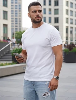 Pánské klasické bílé tričko FashionStreet RX5672