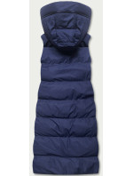 Tmavě modrá dlouhá dámská péřová vesta (5M728-215)