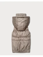 Puchowy bezrękawnik damski z kapturem Goodlookin beżowy (B8600-12)