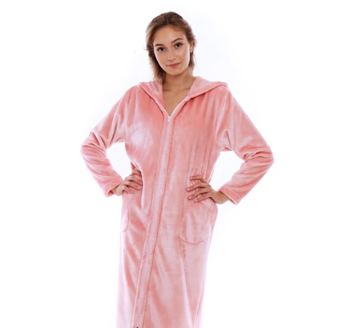 Pánský župan Siena s kapucí na zip 3656 růžová perla - Vestis