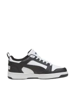 Dětské boty Puma Rebound V6 Lo Mid white and black 393833 01 Dětské boty Puma Rebound V6 Lo Mid white and black 393833 01