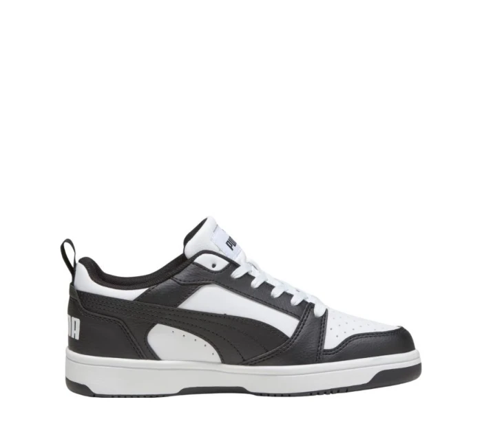 Dětské boty Puma Rebound V6 Lo Mid white and black 393833 01 Dětské boty Puma Rebound V6 Lo Mid white and black 393833 01