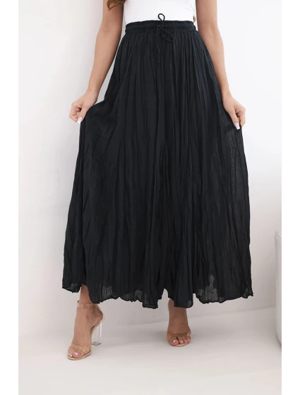 Dámská maxi bavlněná sukně s gumičkou v pase černá