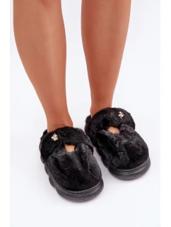 Kožené Pantofle S Malou Broží Černé Primaria