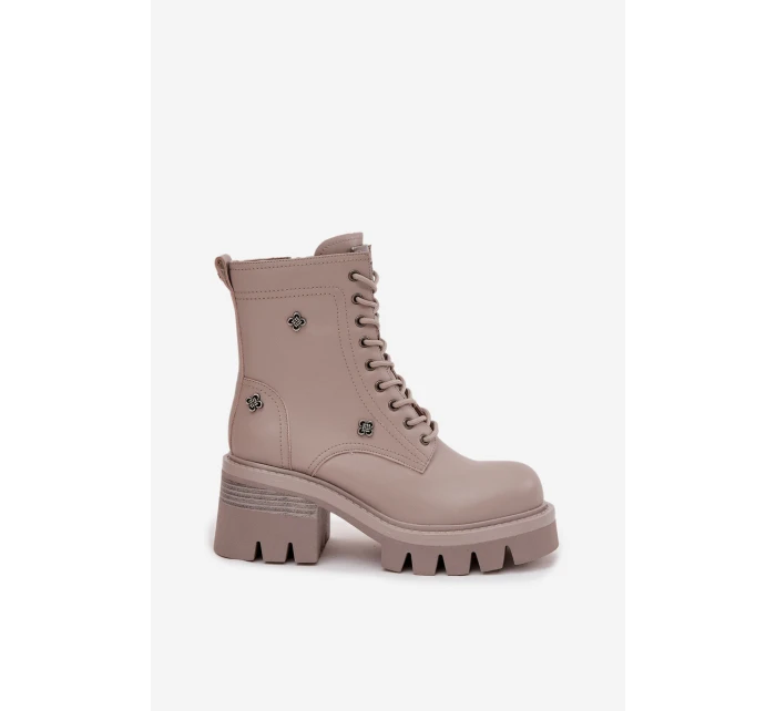 Kožené Workery Dámské Na S  Béžové model 21728563 - Artiker