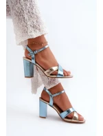 Ekologické kožené sandály na vysokém podpatku modrá a zlatá Abilica Ekologické kožené sandály na vysokém podpatku modrá a zlatá Abilica